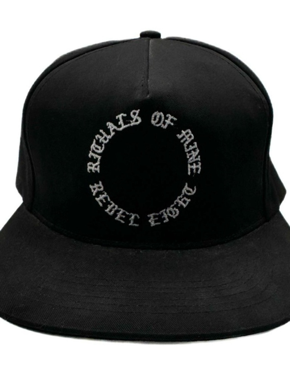 Rituals of Mine Black Snapback Hat with White Embroidery